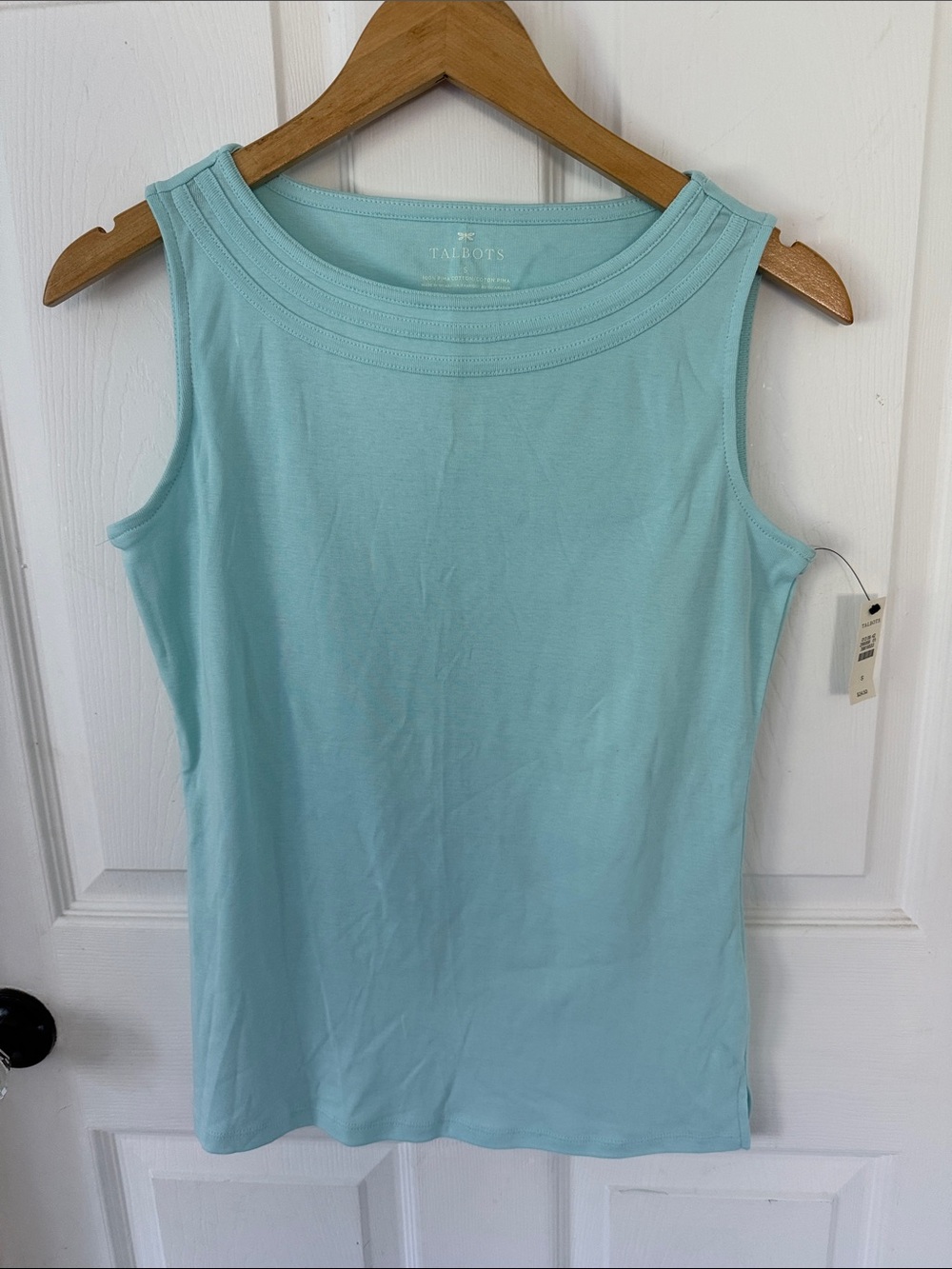 Talbots Light Aqua Ribbed Crewneck Sleeveless Tank